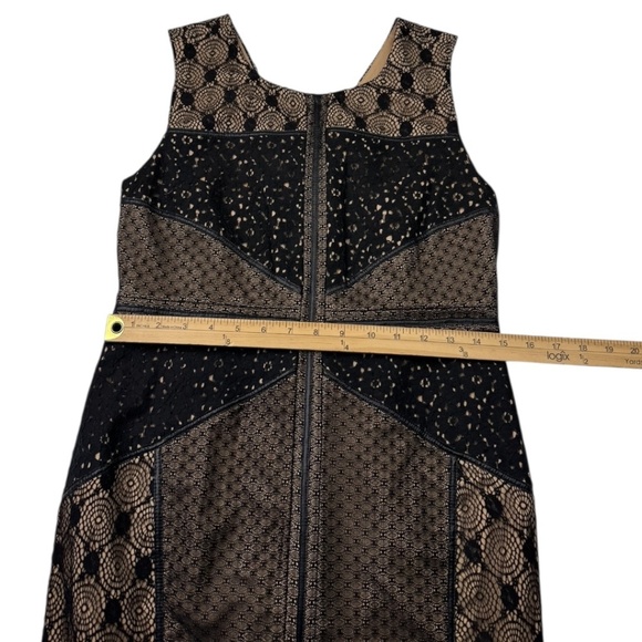Anthropologie Heartloom Lace Topography Black & Nude Sheath Dress Size Medium - Picture 14 of 14